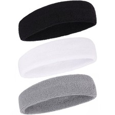 Sweatbands Sports Headband for Men and Women Terry Cloth Moisture Wicking Spo...