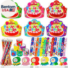 144 PCS Birthday Crowns for Kids Classroom Include 36 Colorful Birthday Paper Ha