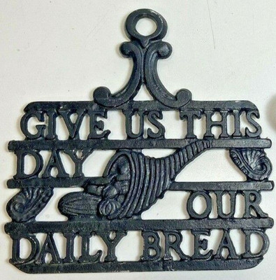 Footed Trivet Give Us This Day Our Daily Bread Cornucopia 6x6''