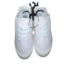 Wonder Nation Casual Canvas Girls Skate Sneaker w Memory Foam SIZE 3 White