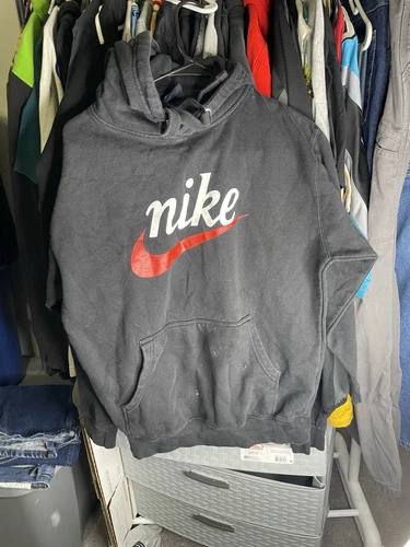 Felpa con cappuccio pullover Nike Sacai Spellout taglia media nera e rossa