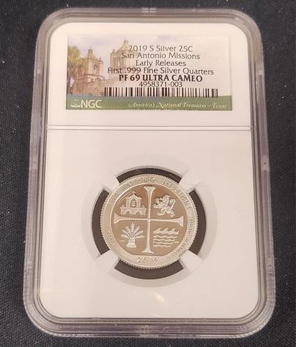 2019 Quarter S .999 Silver SAN ANTONIO MISSIONS PROOF Early NGC PF69