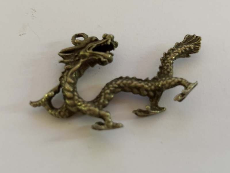 2" Brass Dragon Animal Statue Small Sculpture Figurine/Charm