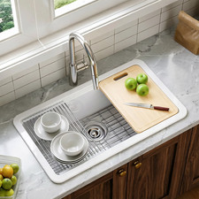 HOROW Undermount Kitchen Sink 33 Inch Fireclay Dual Mount Heavy Duty Single Bowl