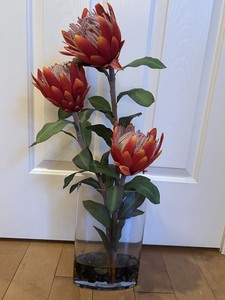 Protea floral stems Tropical silk flowers Orange Artificial