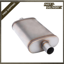 Universal 409 Stainless Steel Muffler Center In Center Out 2 Inch Exhaust