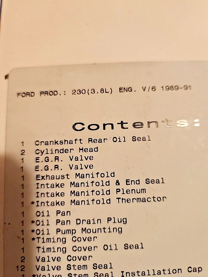 VICTOR REINZ FULL SET GASKETS FOR FORD 1988-1992 V6 3.8L MUSTANG COUGAR T-BIRD - Image 3 of 4