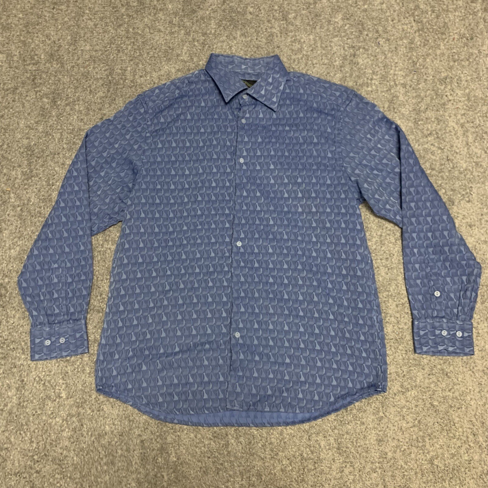 Jhane Barnes Frequency Geometric Button Shirt Men… - image 1