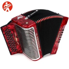 Hohner Corona II Xtreme EAD 34 Button Diatonic Red Accordion + Straps and Bag