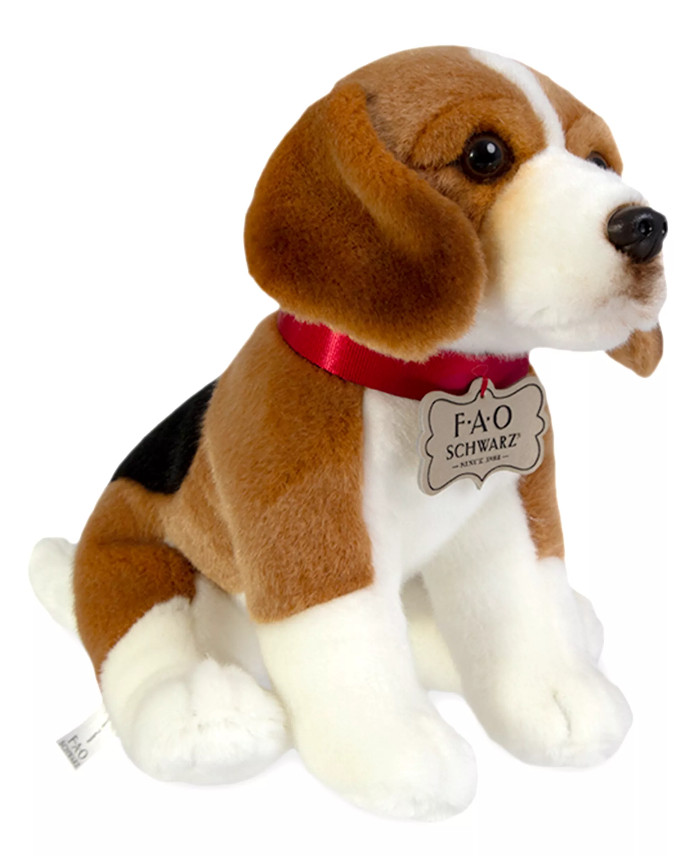 FAO Schwarz Beagle Dog Plush Stuffed Animal 10"
