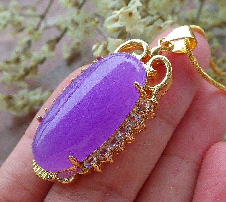 Real Lavender Purple Jade Peace Buckle 925 Sterling Silver Coin Pendant  Necklace | eBay