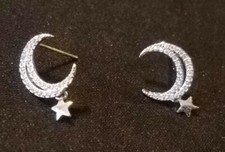 NEW Olbye Dainty Moon Star Earrings Silver Studs Earrings