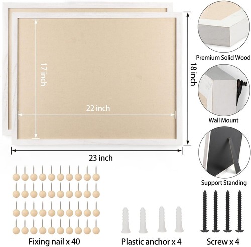 Organize Your Space: 2-Pack 23x18 Inch Linen Wood Bulletin Boards with Pushpins - Picture 6 of 11