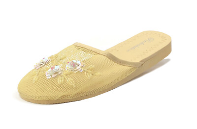 Women's Chinese Mesh Floral Beaded Sequined Slipper Flip Flop Sandals--1313 Mesh