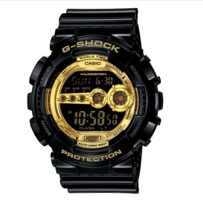 Casio G-Shock GD-100GB-1DR | Black & Gold Big Face Digital Watch | Shock Resista