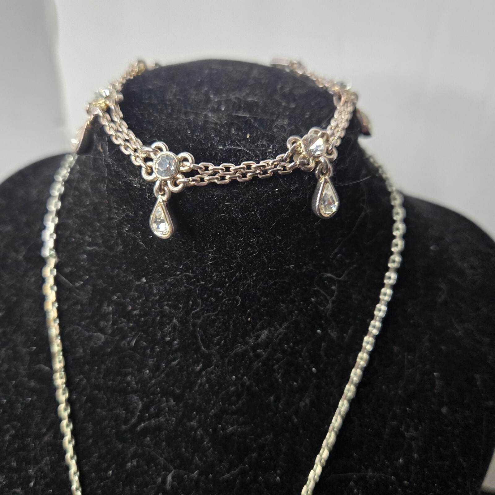 Givenchy Clear Rhinestone Teardrop Pendant Bracel… - image 4