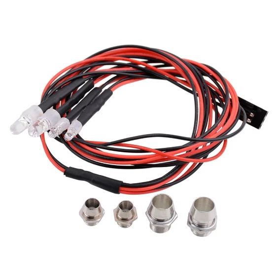 4x LED Scheinwerfer mit Lampenschirm Beleuchtungsset 2x Weiß 2x Rot Für RC Auto - Bild 3 von 3