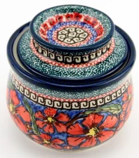 Polish Pottery French Butter Crock from Zaklady Boleslawiec Poland