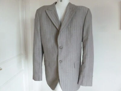 BELLE VESTE MARQUE CARNET DE VOL TISSU RAYURE TENNIS VERT DE GRIS T. 56 T B E - Photo 1/4