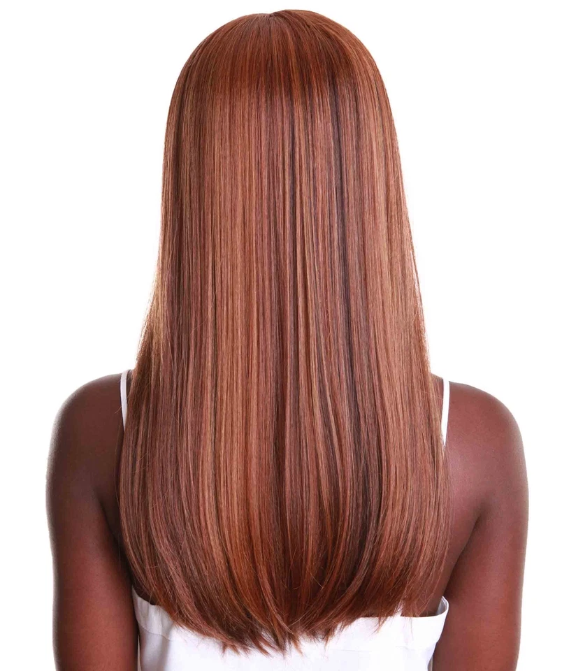 Peluca delantera de encaje LUXLUXE Ami recta 17 pulgadas de largo 4X4 para mujer, mezcla marrón claro Foto 3 de 4