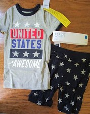 NWT Gap UNITED STATES of AWESOME Flag Stars 2 pc SHORTY PAJAMAS Size 4