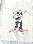 Vtg Embroidery Hand Stitch Kitchen Dish Towel Day of the Week Saturday - Panda