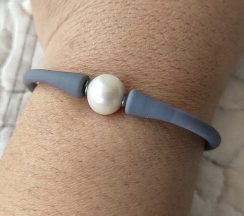 echt 10-11 mm weiß Perle mit Kautschuk Stretch-Armband, 7.5inch - Bild 6 von 11
