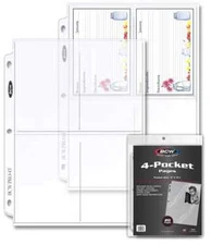 (20) 4 Pocket Photo Album Pages Archival Quality Protective Storage Photos Cards