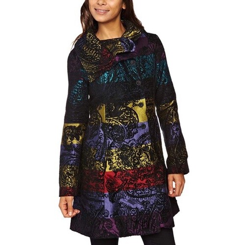 €189 DESIGUAL sz S ? COAT A-LINE STRIPED MULTICOLOR SPRING PATTERNED THIN NEW 21 - Picture 5 of 9