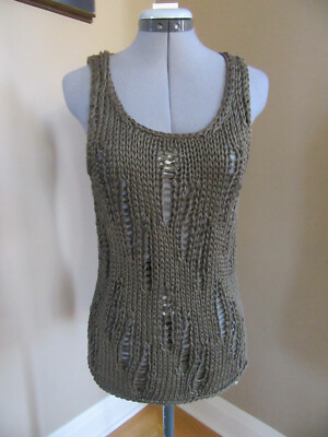 NWT Jil Sander Olive Green Chunky Knit Tank Size 8/ Medium