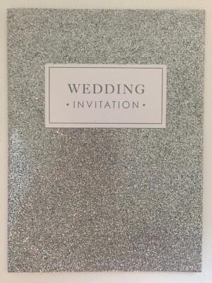 Silber glitzernd glitzernd Hochzeitstag Einladung & Umschläge 2 für £1,50 geliefert