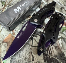 M-Tech Spring Assisted Magenta purple Blade Tactical Knife bottle opener