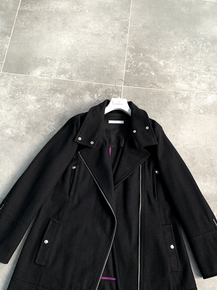 Women's MARELLA MAX MARA Wool Biker Coat Long Jacket UK 16 US 12 EU 44 IT 48 L - Image 3 of 4