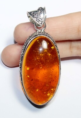 Top Amber Oval Shape Gemstone Handmade Pendant Jewelry Pendant Size 3 inches