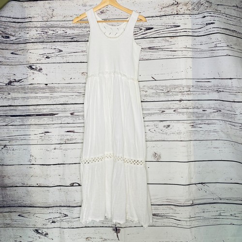 Vintage Maxi Dress Womens Small Sundress Boho Festival Cotton Sweater Top Gauze - 第 1/6 張圖片