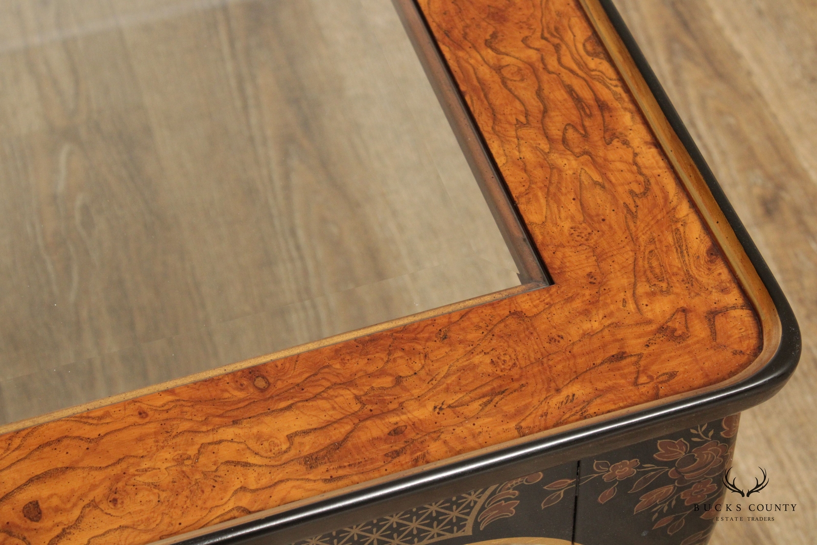 Drexel Heritage 'Et Cetera' Chinoiserie Decorated Glass Top Coffee