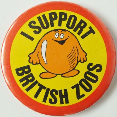 VINTAGE 1980's I SUPPORT BRITISH ZOOS BADGE. 