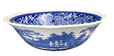 Antique MASON'S Vista Blue Ironstone 9" Round Vegetable Serving Bowl