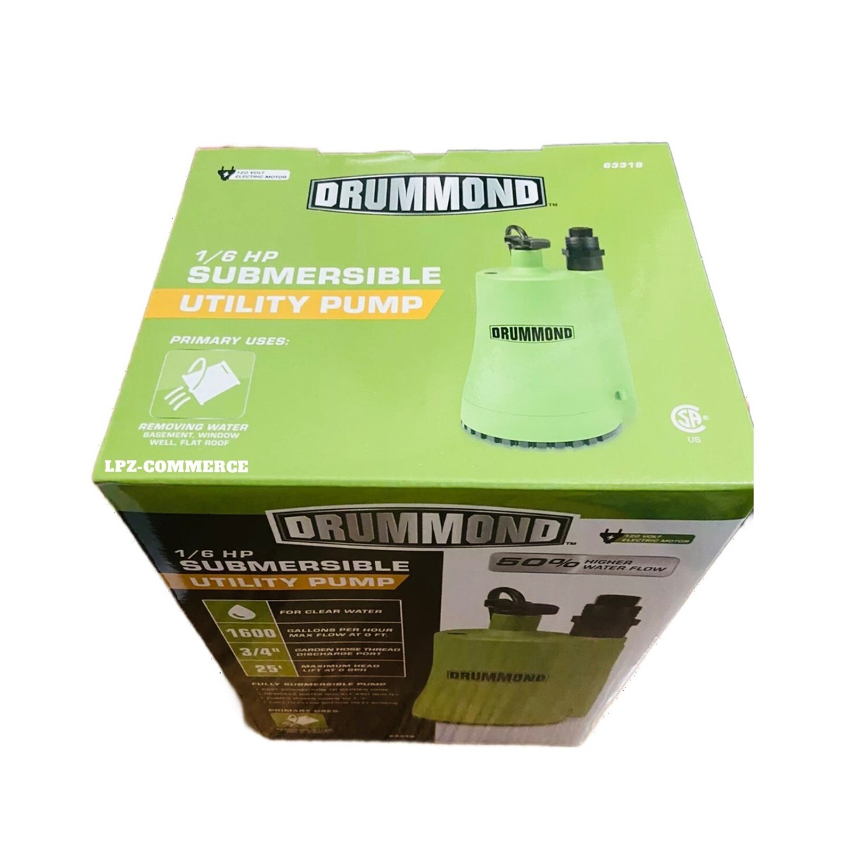 Drummond 1/6 HP Submersible Utility Pump 1600 gph 120V ( NEW ) | eBay