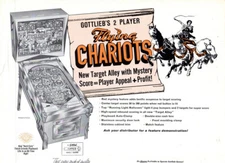 Wow! Original 1963 Gottlieb Flying Chariots pinball flyer/brochure! Free Ship!