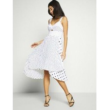 BANANA REPUBLIC NWT ($149) Polka Dot Sweetheart Cut-Out Pleated Midi Dress 6