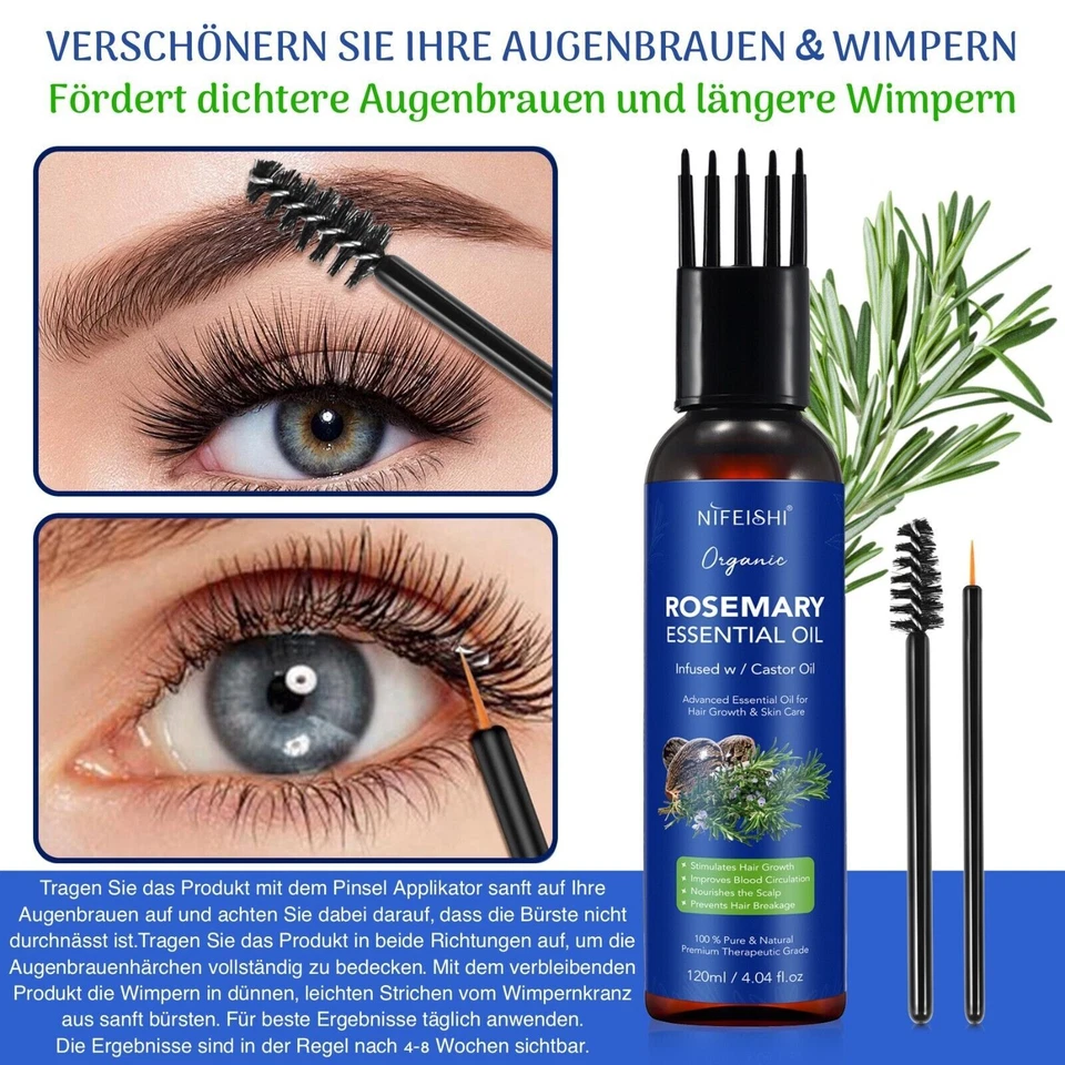 Rosmarinöl Rizinusöl Ätherisches Öl Haarwachstum Kopfhaut Haarpflege Hautpflege - Bild 2 von 4