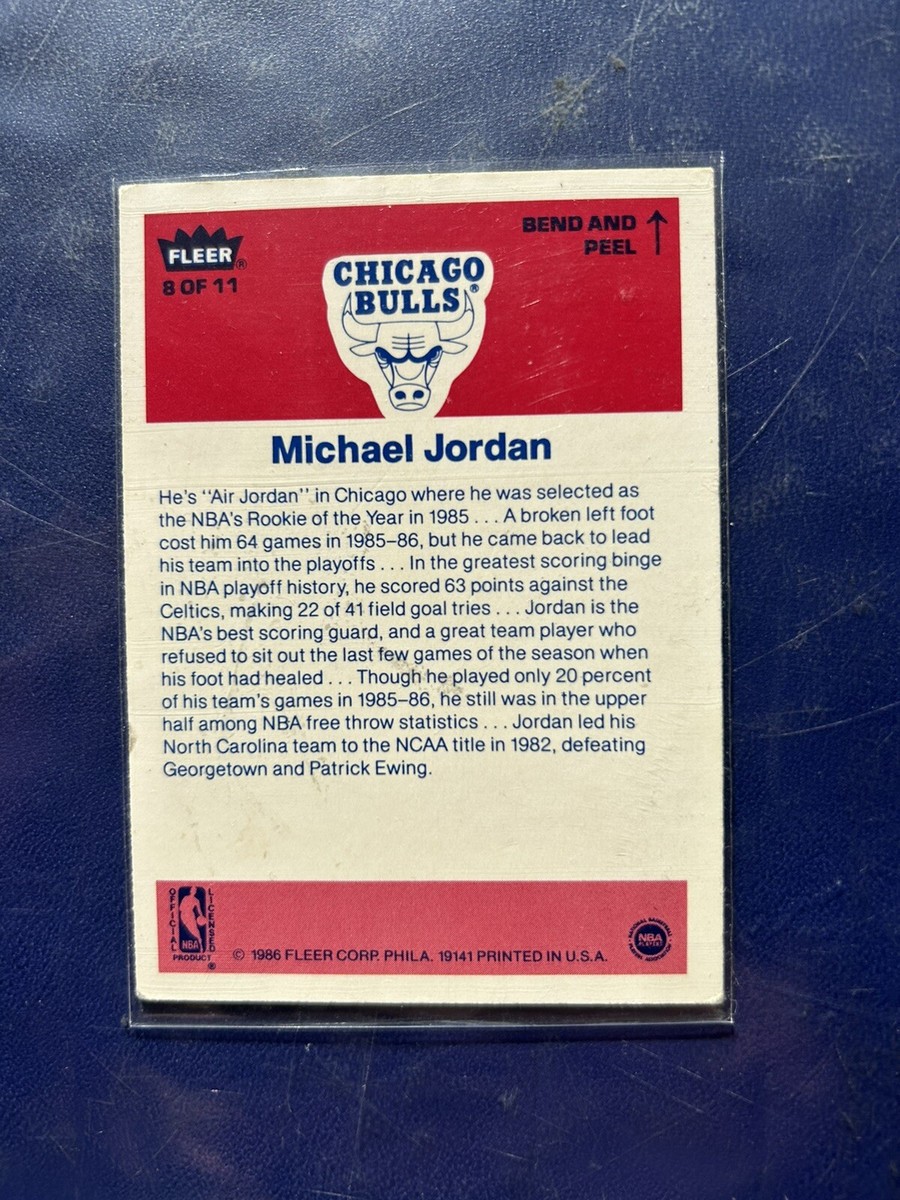Michael Jordan 1986-87 Fleer Sticker #8 of 11 - Chicago