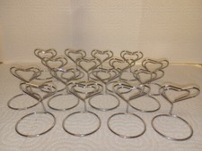 TheGudStuff: 16 Pc Silver Heart Place Holders/Table Numbers/Menu Clips/Biz Cards