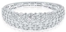 EXTRA LARGE 16.05CT DIAMOND 18KT WHITE GOLD 3D MULTI ROW FUN BANGLE BRACELET