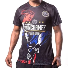 Banchamek Fight Gear T Shirt Muay Thai Boxing Black Tee Buakaw Sport Gym Running
