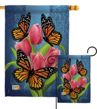 Monarch Butterflies Bugs Frogs beautiful lily flowers Garden House Yard Flag
