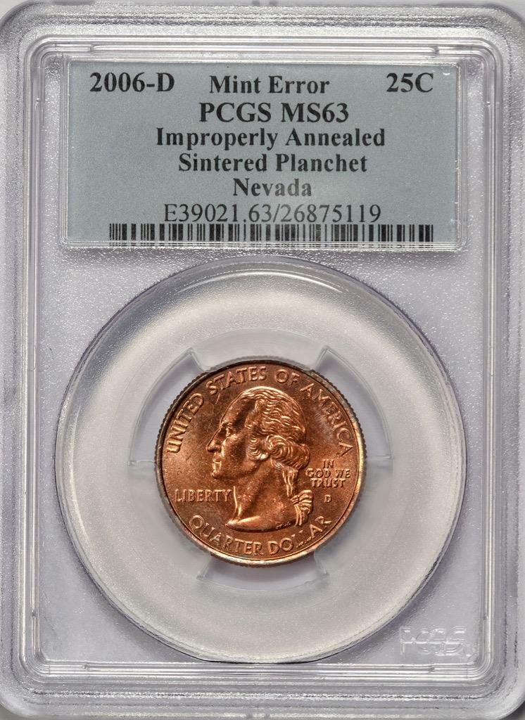 2006 D PCGS MS63 Improperly Annealed Planchet Nevada Quarter