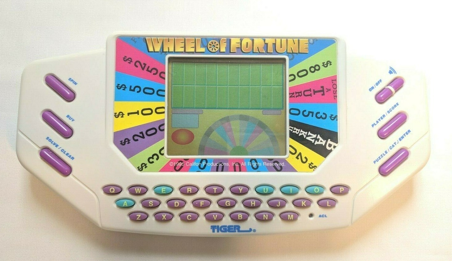 Vintage 1995 Tiger Wheel Of Fortune Handheld Electronic Game W