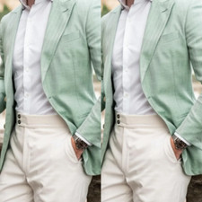 Linen Summer Mens' Suits Casual Daily Party Business 2Pcs Menstyle Jacket Blazer